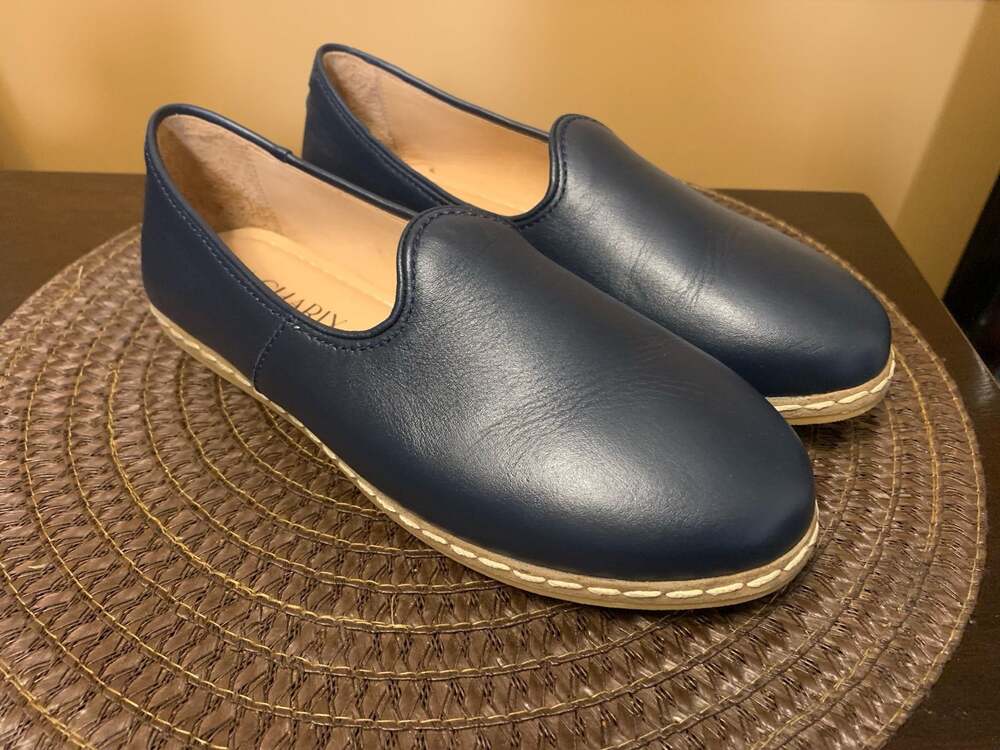 Charix Midnight Blue Leather Slip-On Loafers Size 39.5
